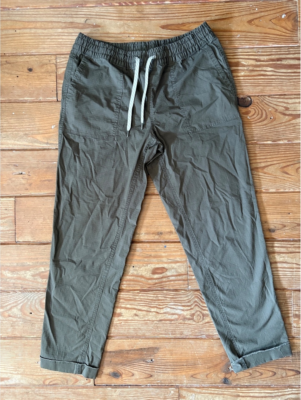 Vuori Ripstop Jogger Pants Olive Green Organic Cotton Drawstring Women’s Small